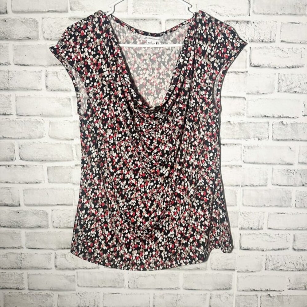 Liz Claiborne‎ Red White Black Y2K Blouse Top Women's Size Large